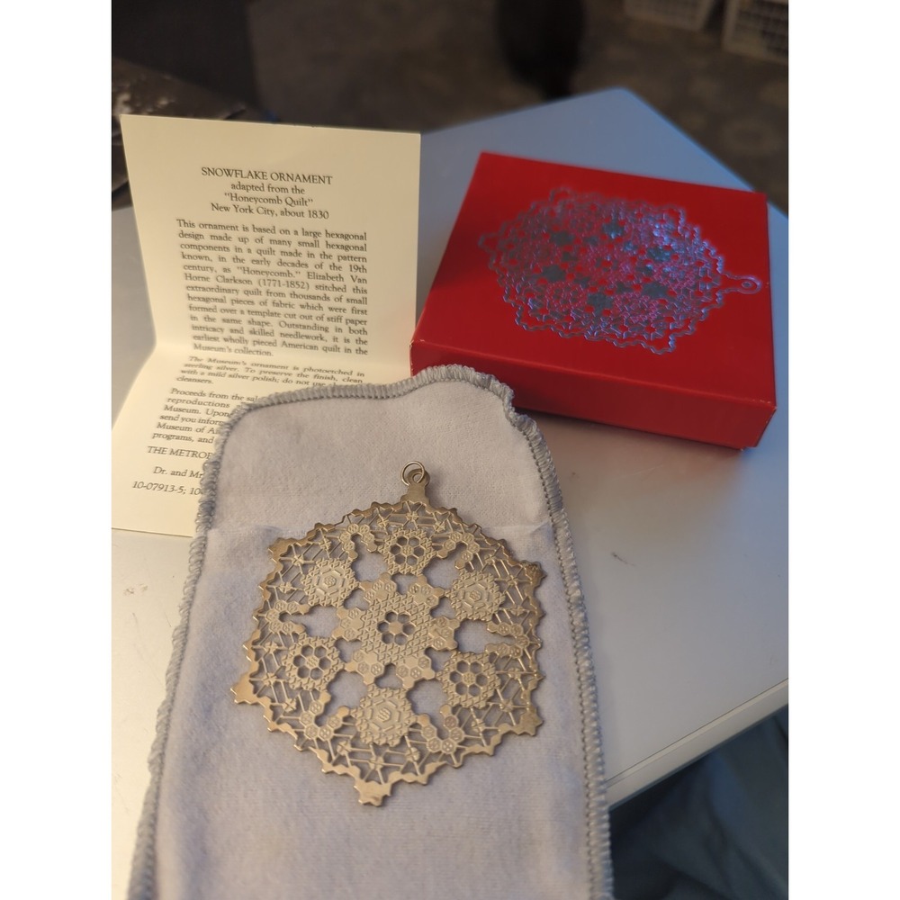 Vintage 1991 MMA Silver Plated Sterling Snowflake Christmas Ornament